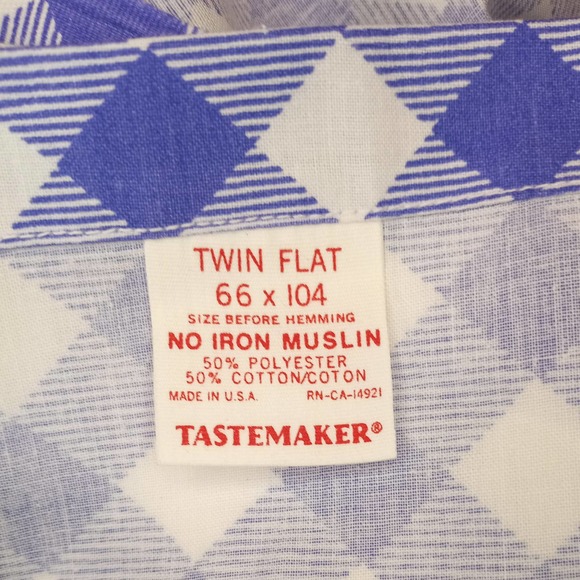 VTG Tastemakers Flat Periwinkle Gingham Twin - Picture 4 of 8